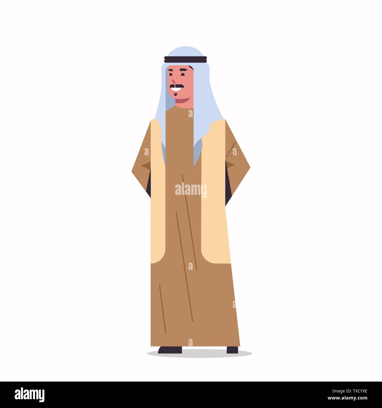 Arabic Businessman In Hijab Arab Man Wearing Traditional Clothes Standing Pose Arabian Male Cartoon Character Full Length Flat White Background Stock Vector Image Art Alamy