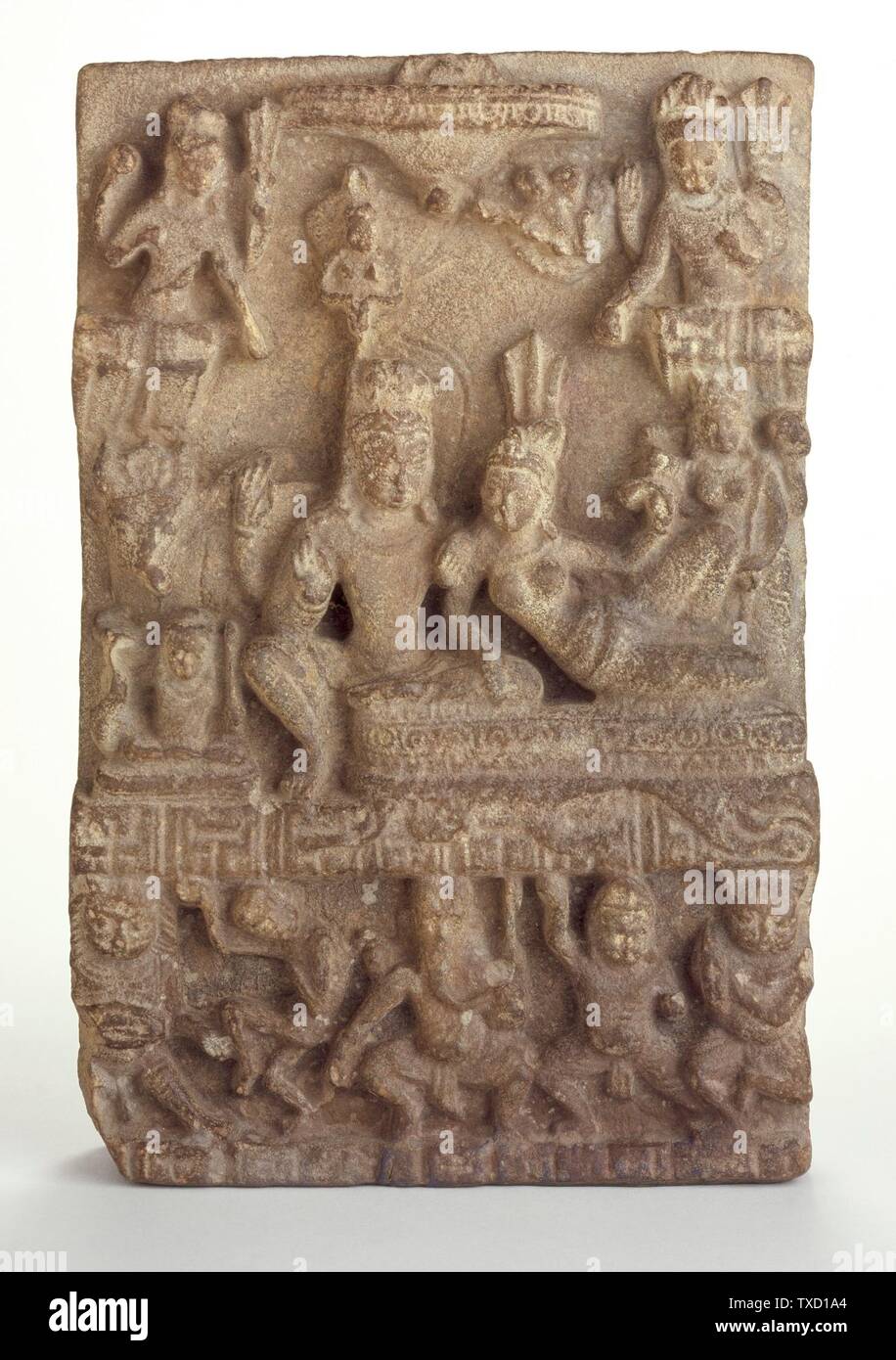 Shiva's Family;  Nepal, 9th century Sculpture Stone Gift of The Ahmanson Foundation (M.81.23) South and Southeast Asian Art; 9th century date QS:P571,+850-00-00T00:00:00Z/7; Stock Photo