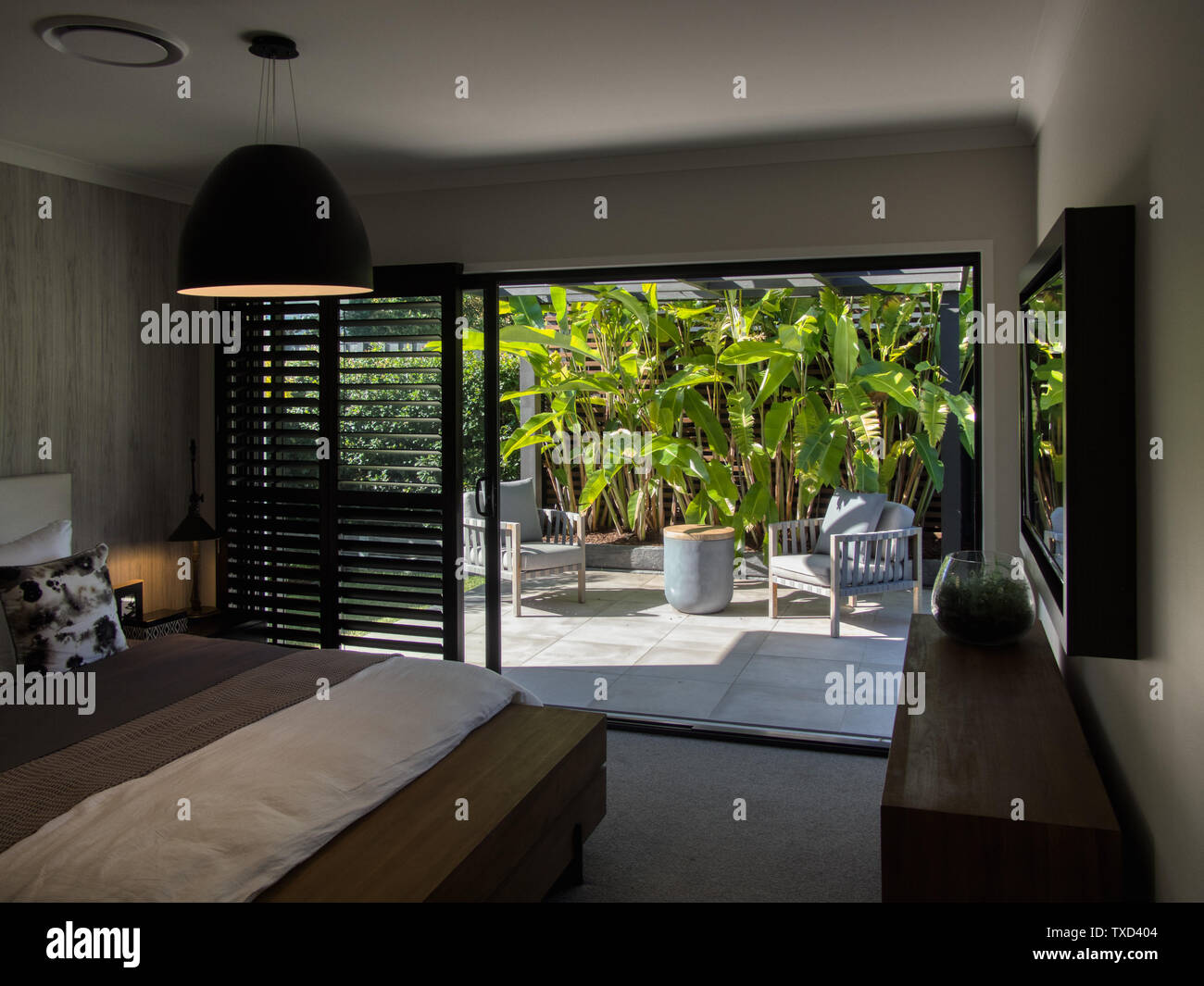 Back Yard Outdoor Pergola Sitting Area With Comfy Chairs And