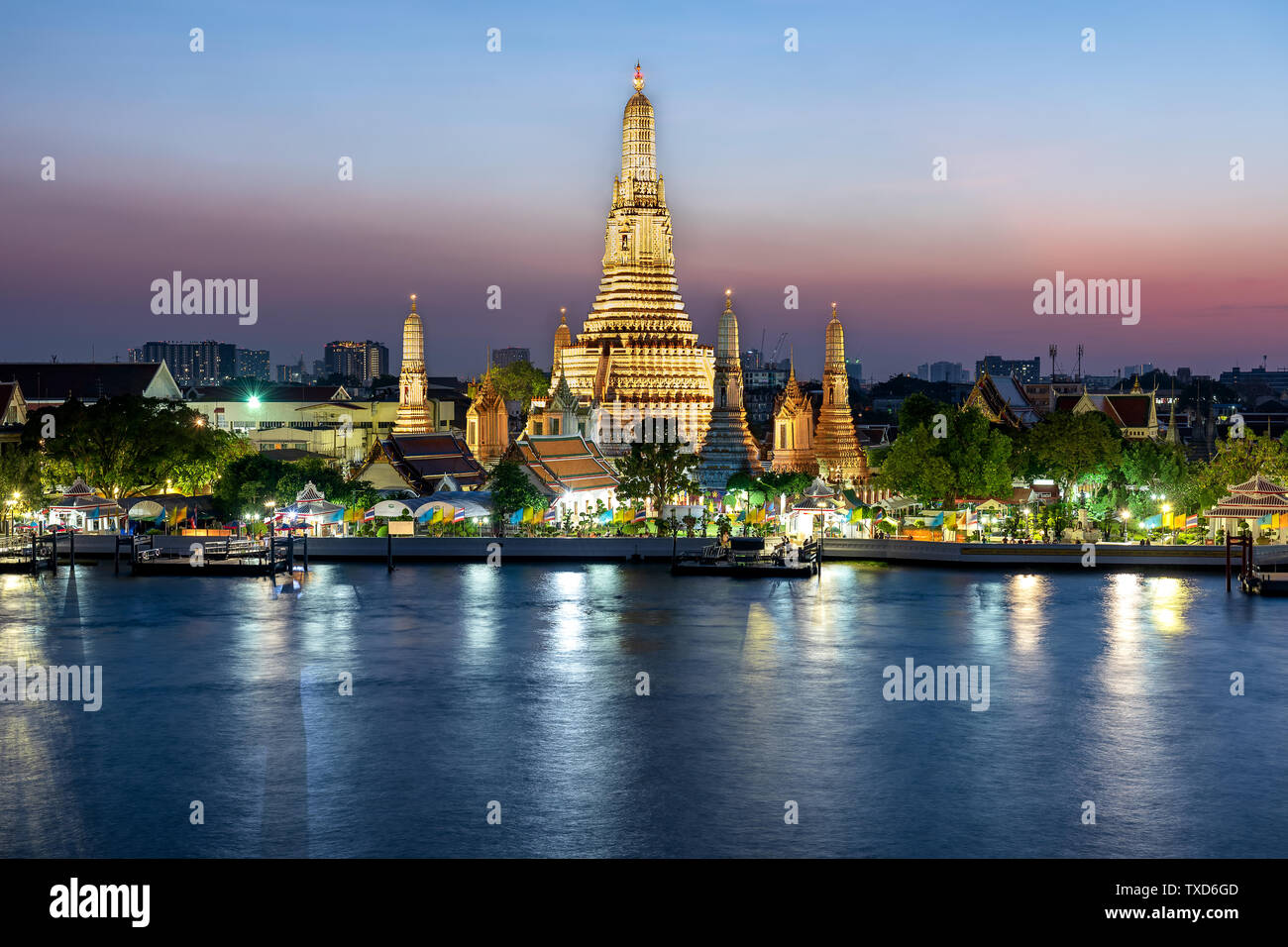 Night view of Zheng Wang Temple in Bangkok, Thailand Stock Photo
