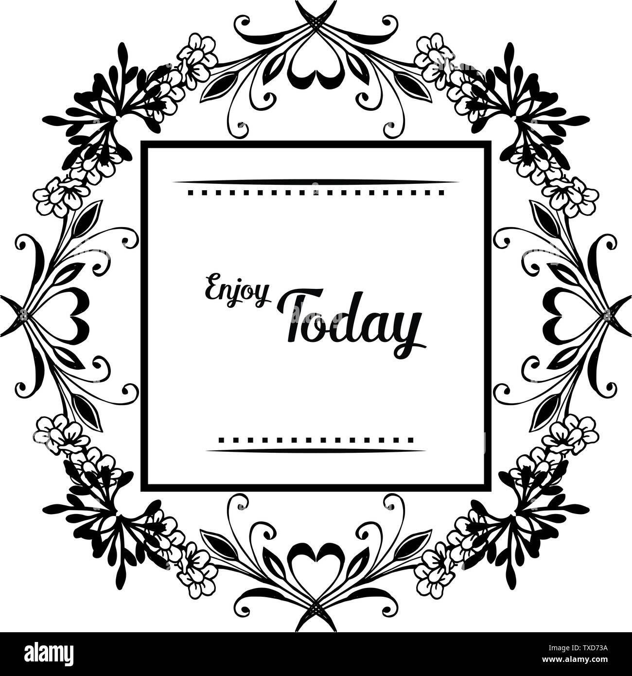 Vector illustration flower frame of black white for greeting card of ...