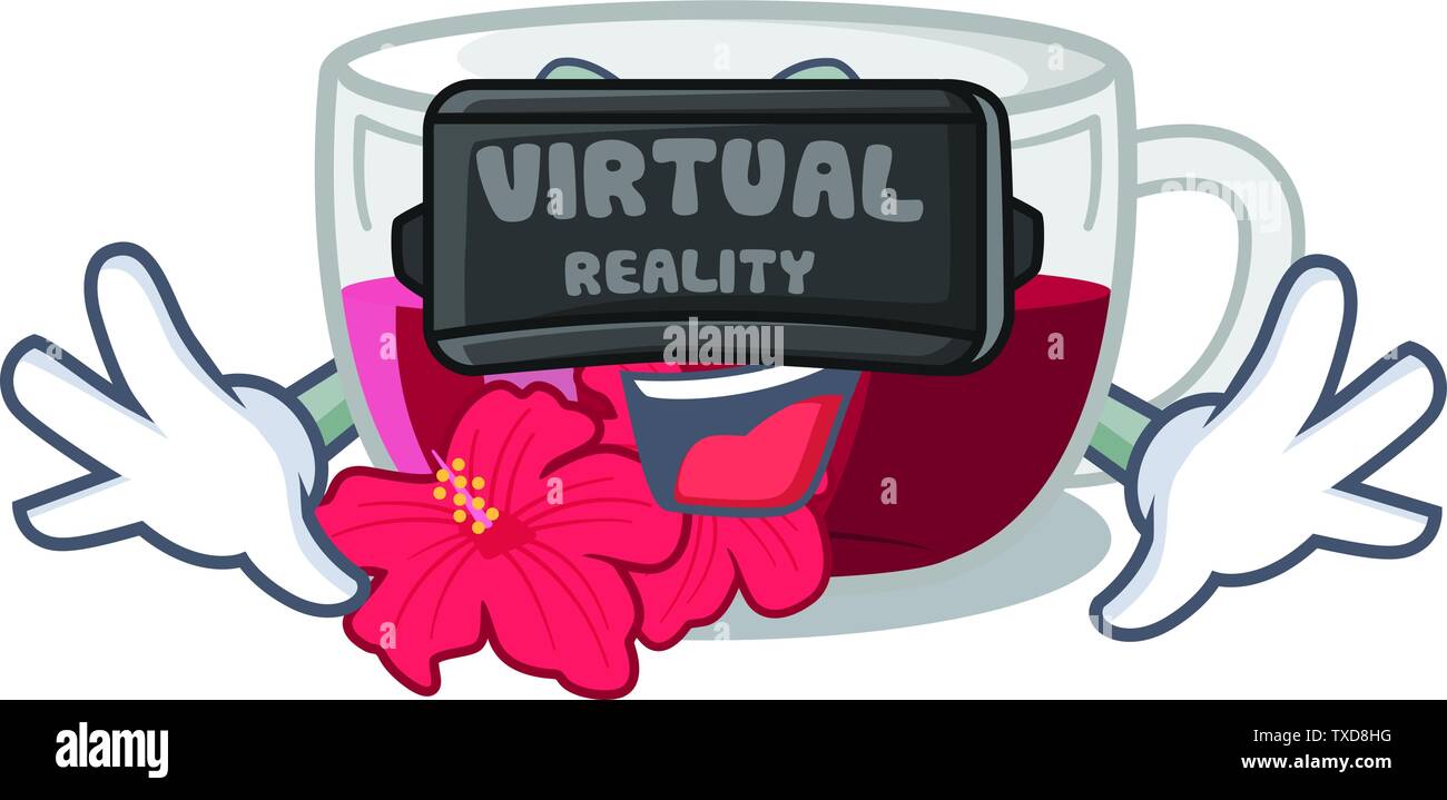 Virtual reality hibiscus tea is served character glasses Stock Vector ...