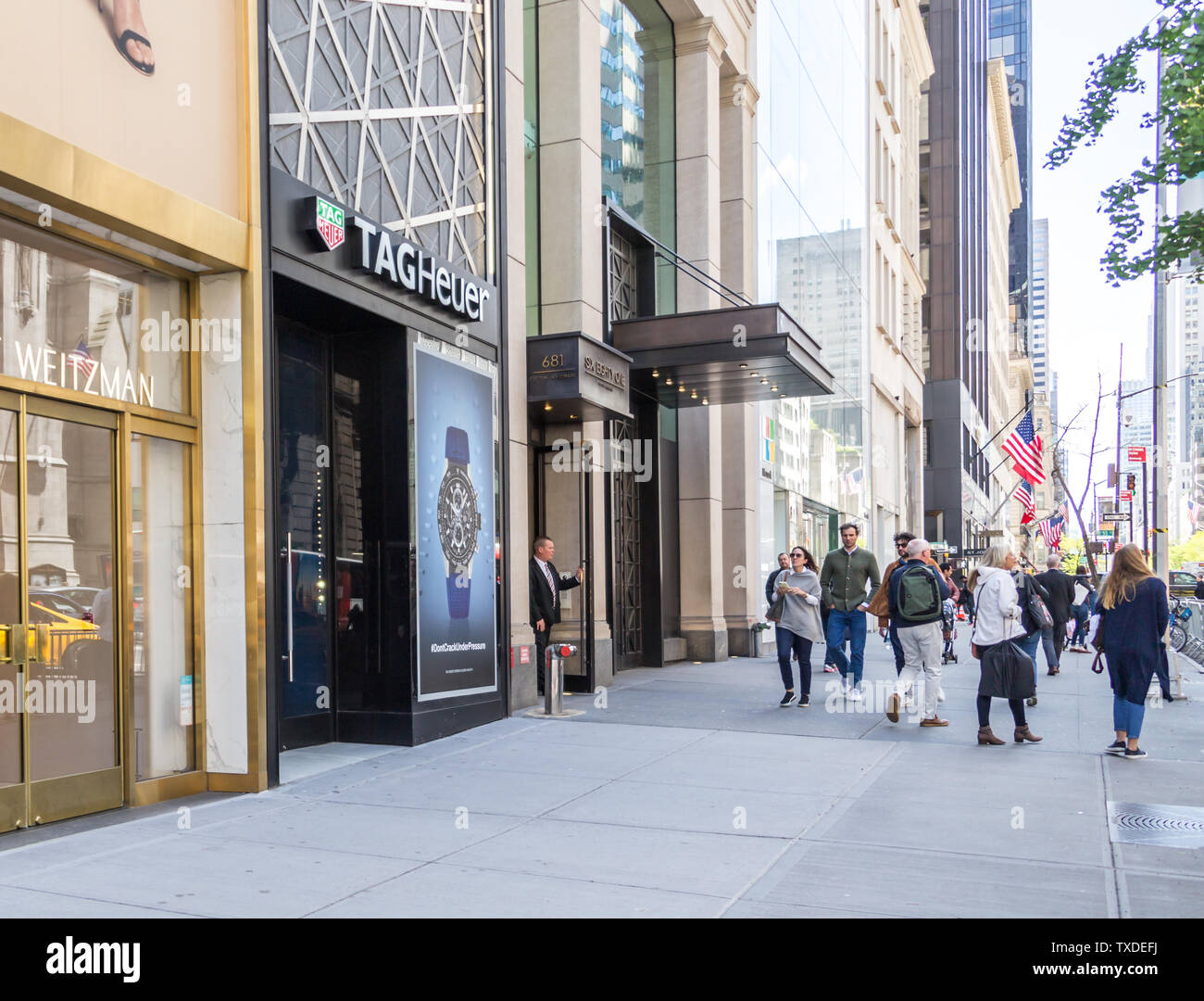 NEW YORK USA MAY 15 2019 The Tag Heuer store on 5th Ave in