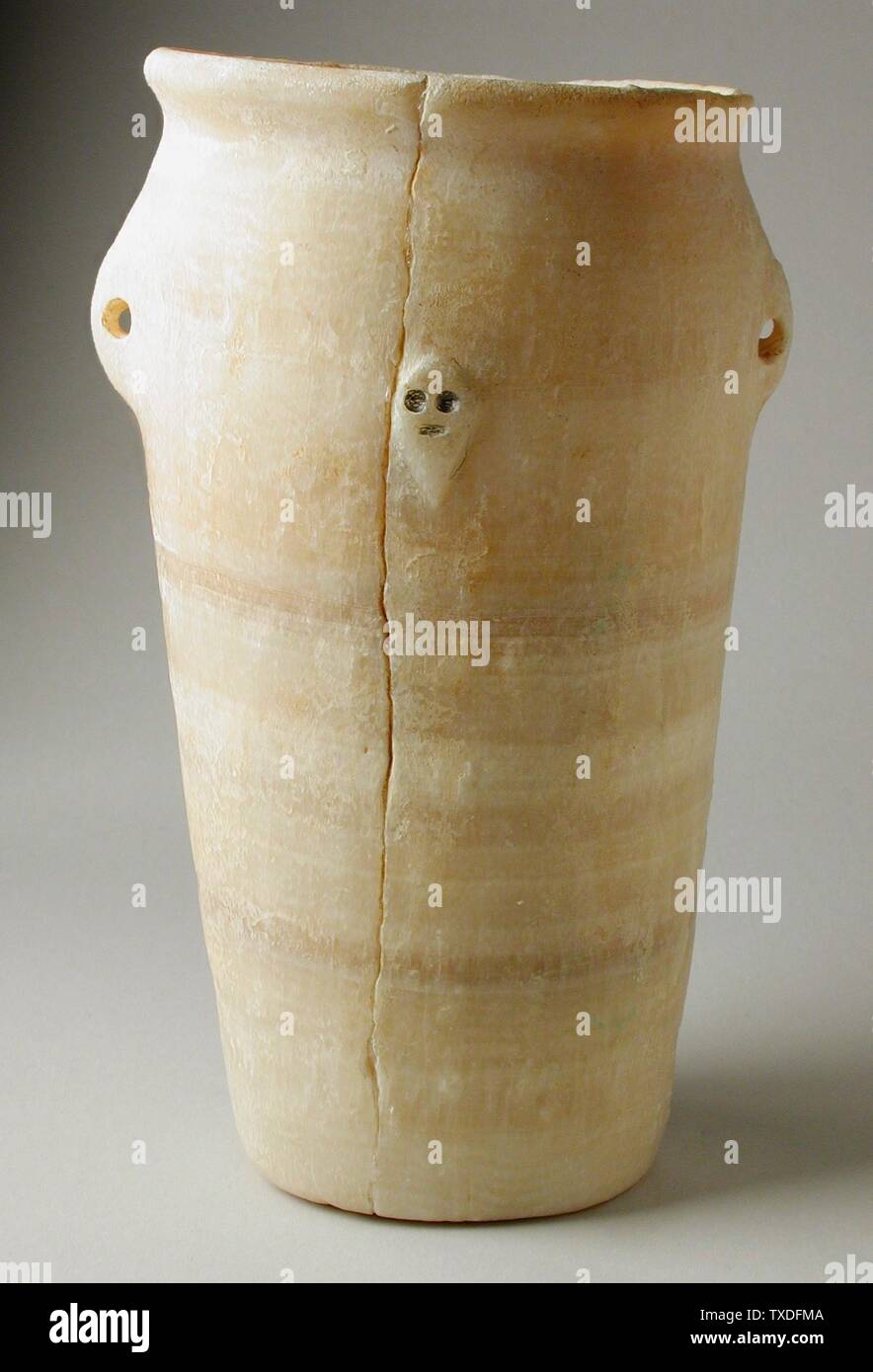 Vase; Egypt, Predynastic Period (5500 - 3100 BCE) Furnishings; Accessories Calcite 7 1/4 x 4 12 in.  (18.4 x 11.4 cm) Gift of Carl W. Thomas (M.80.203.181) Egyptian Art; Predynastic Period (5500 - 3100 BCE); Stock Photo