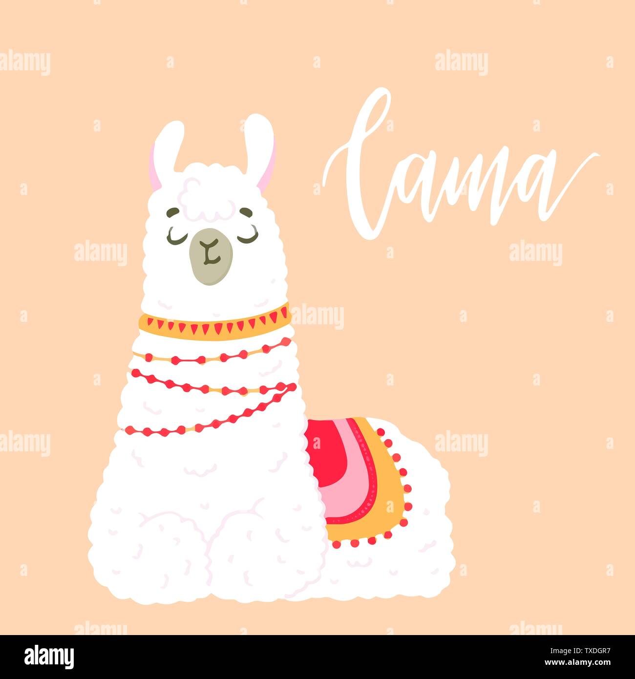 Lama In Cartoon Style Stock Vector Image Art Alamy