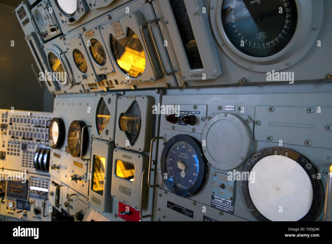 Submarine Force Museum, Groton CT USA, Jun 2019. Control Station of a