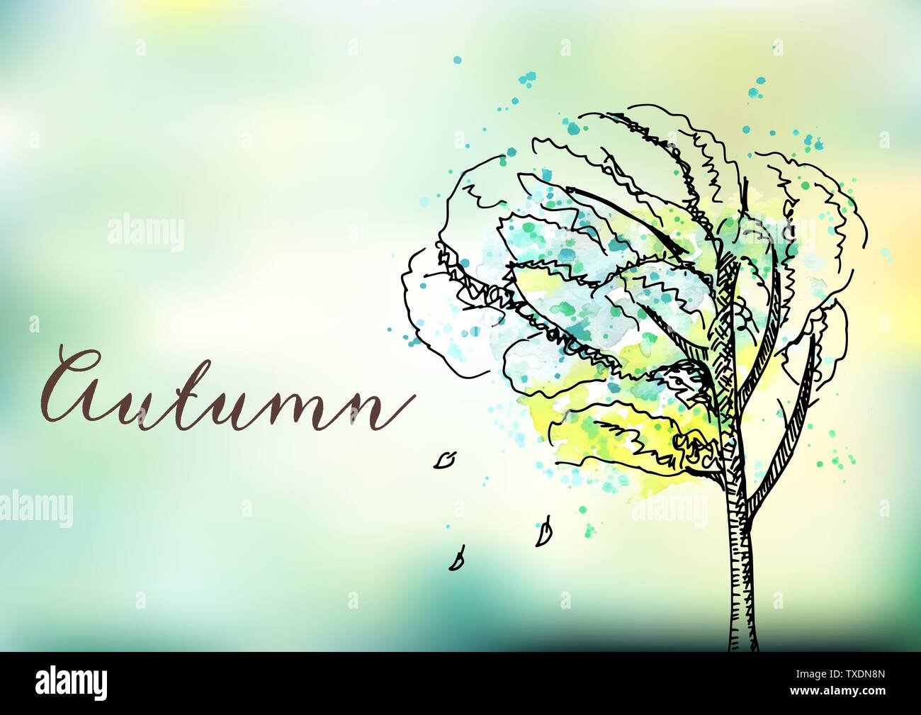 Abstract Autumn Blue Weathered Top