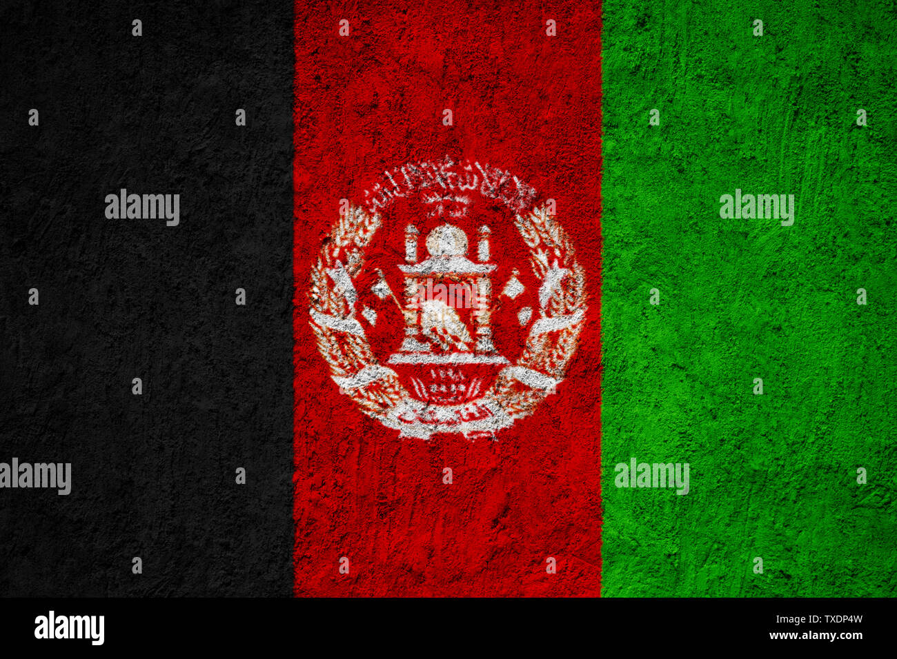 Afghanistan flag on the grunge concrete wall Stock Photo