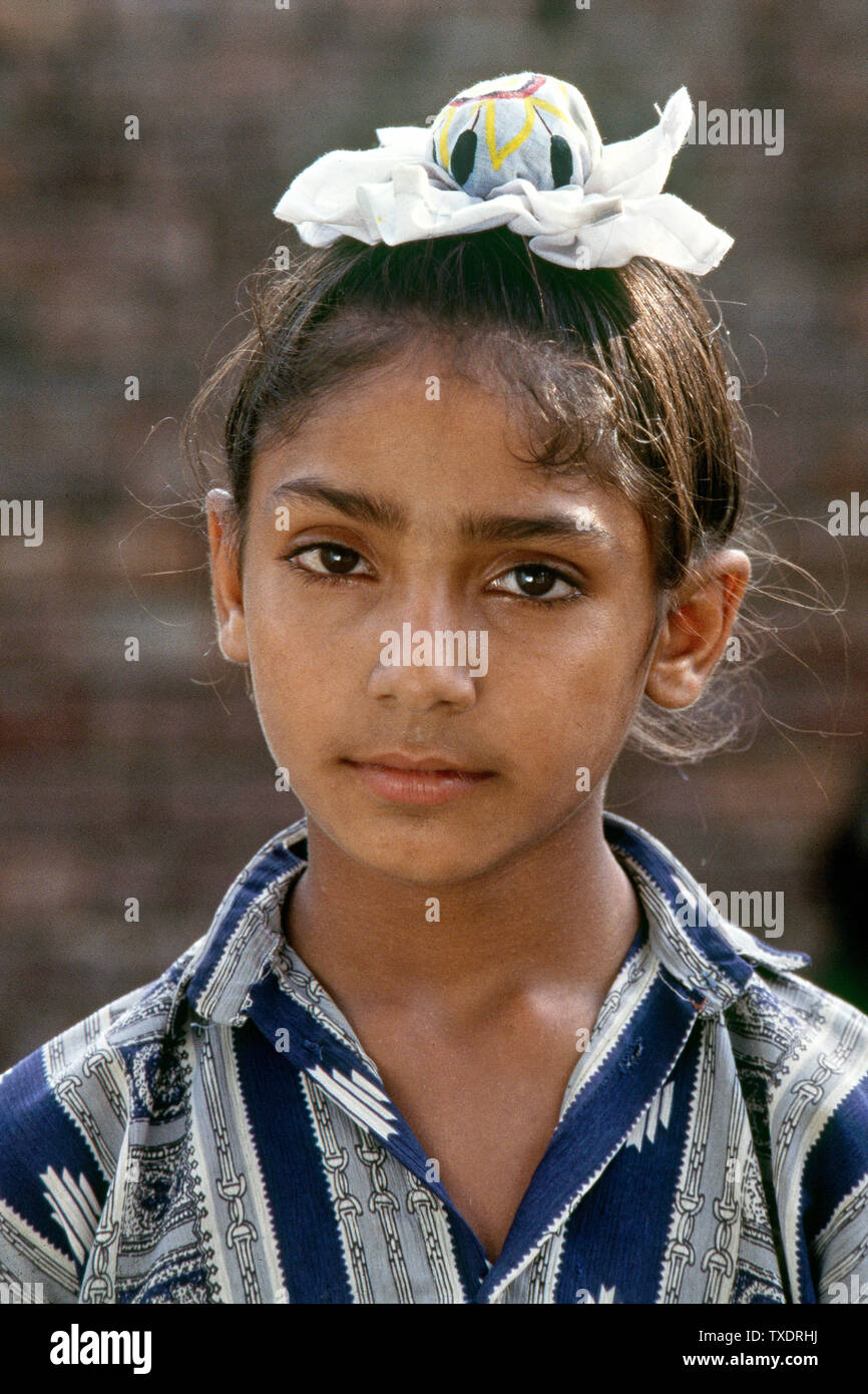 Young Sikh boy with hair tied up in bun, Punjab, India, Asia Stock Photo