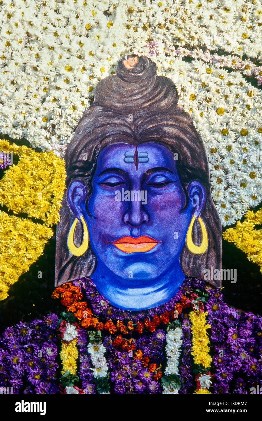 Lord Shiva decorated by Flower, Mahashivratri day, Mumbai, Maharashtra, India, Asia Stock Photo