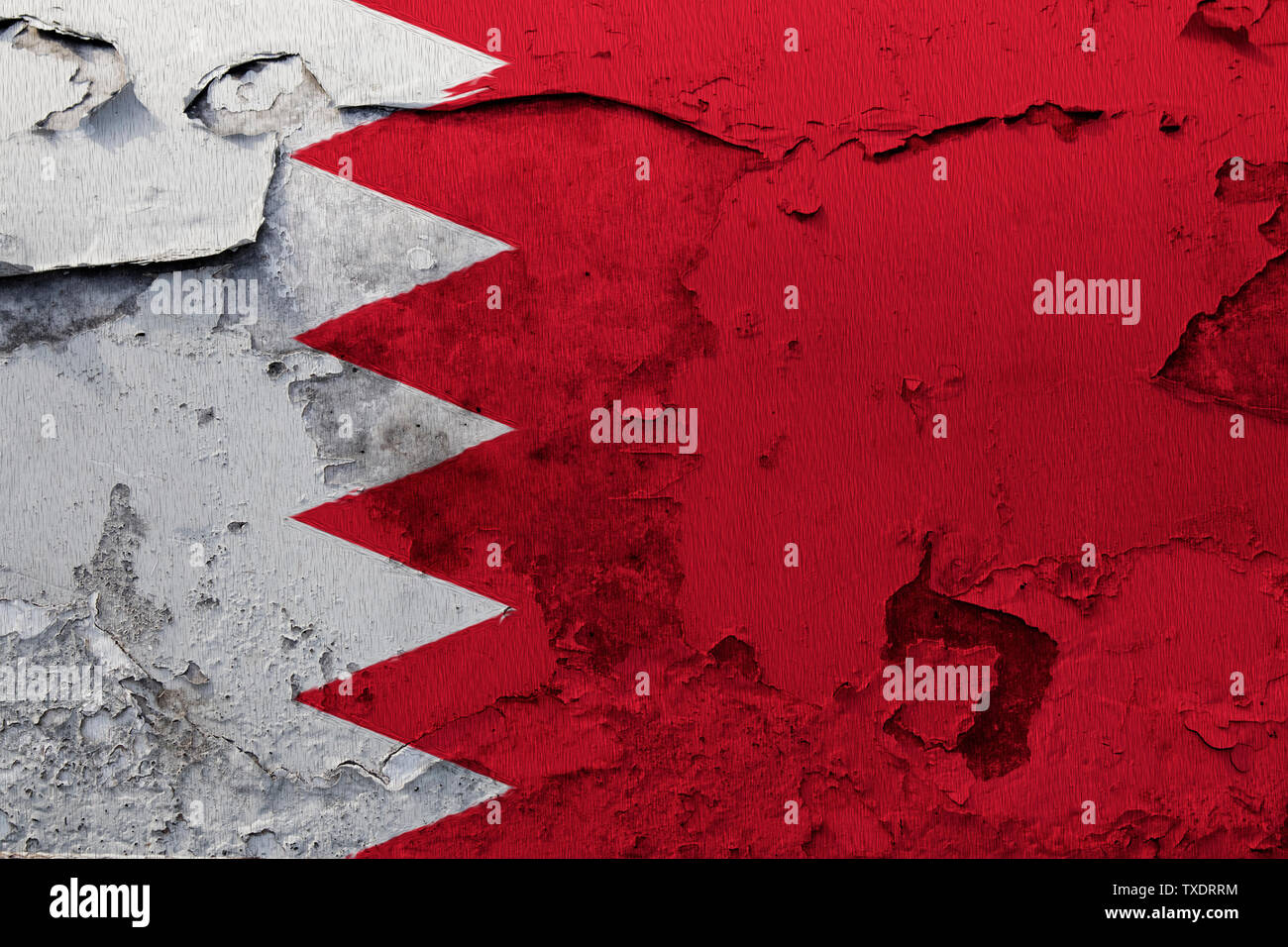 Bahrain flag painted on the cracked grunge concrete wall Stock Photo ...