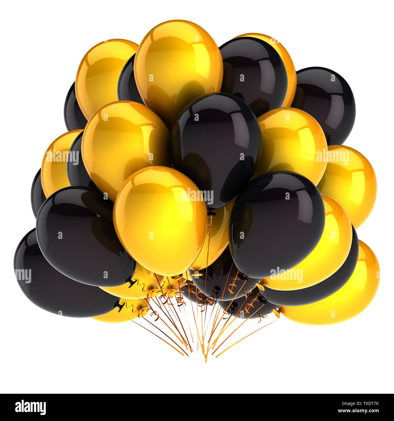 Balloons Bunch Colorful Yellow Black Party Birthday Carnival