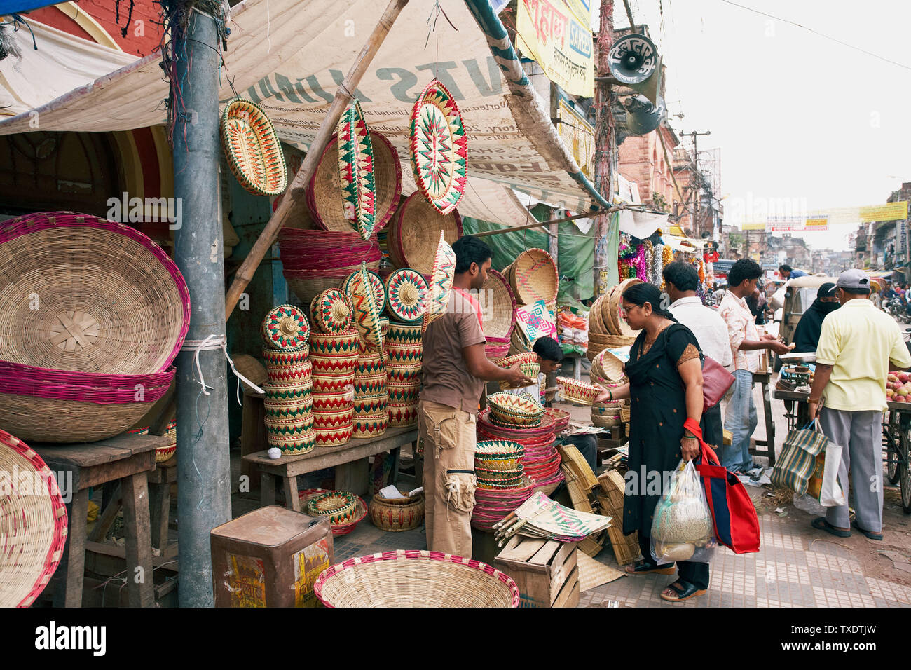 Cane baskets shop, Uttar Pradesh, India, Asia Stock Photo Alamy