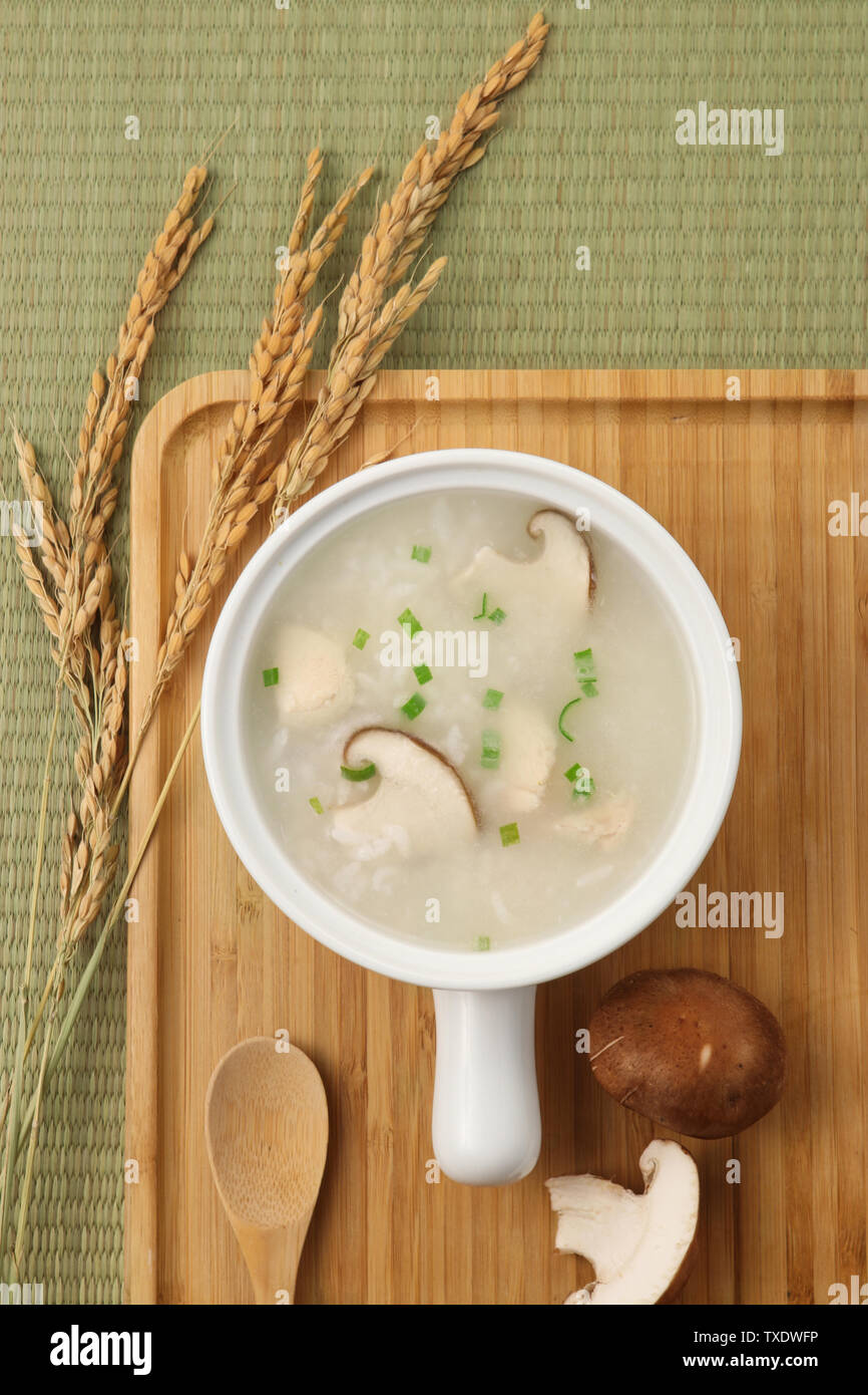 Shiitake mushroom chicken porridge Stock Photo Alamy
