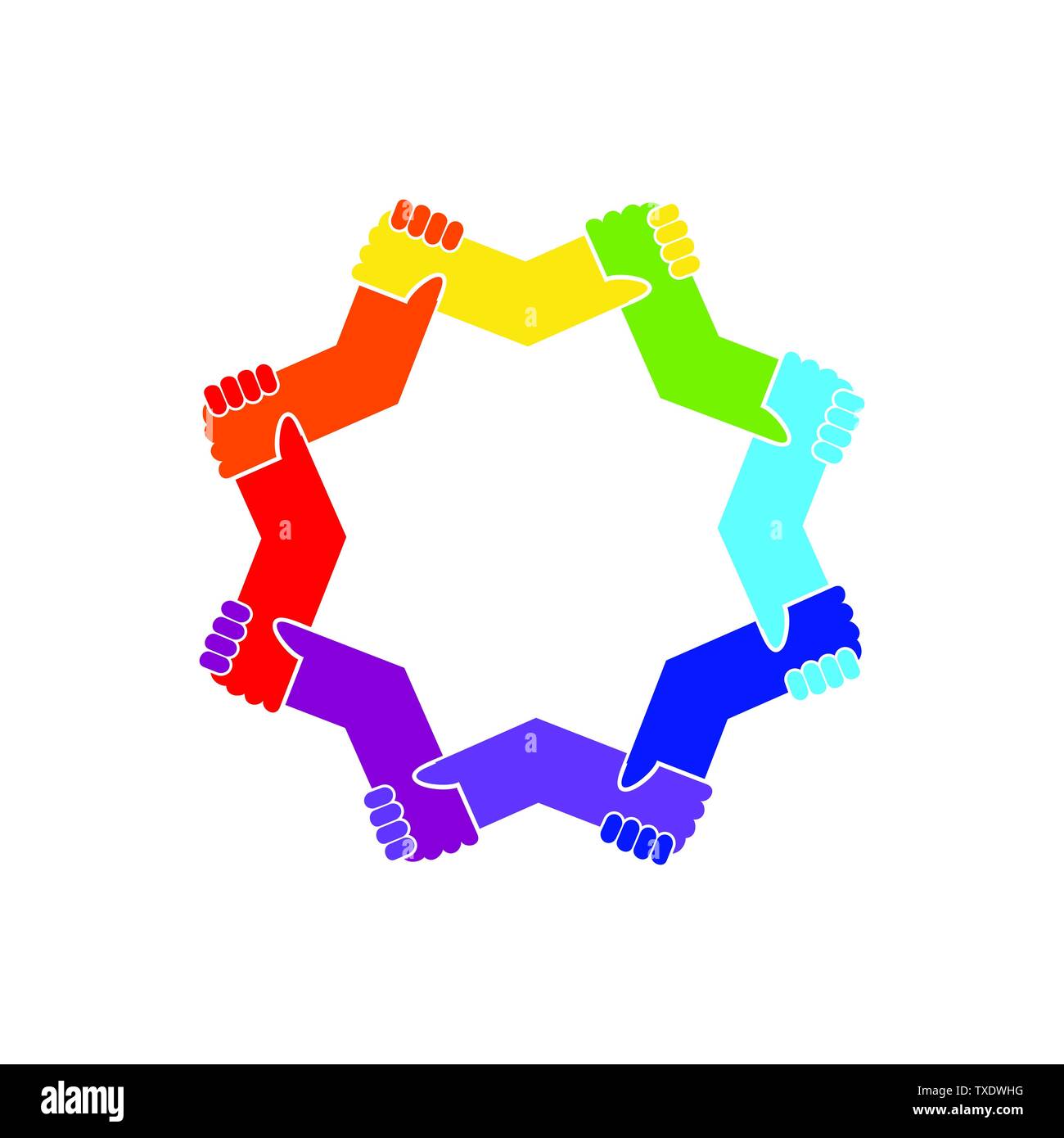 Unity in Diversity Holding Hands Star Shape Vector Symbol Graphic Logo Design Template Stock Vector