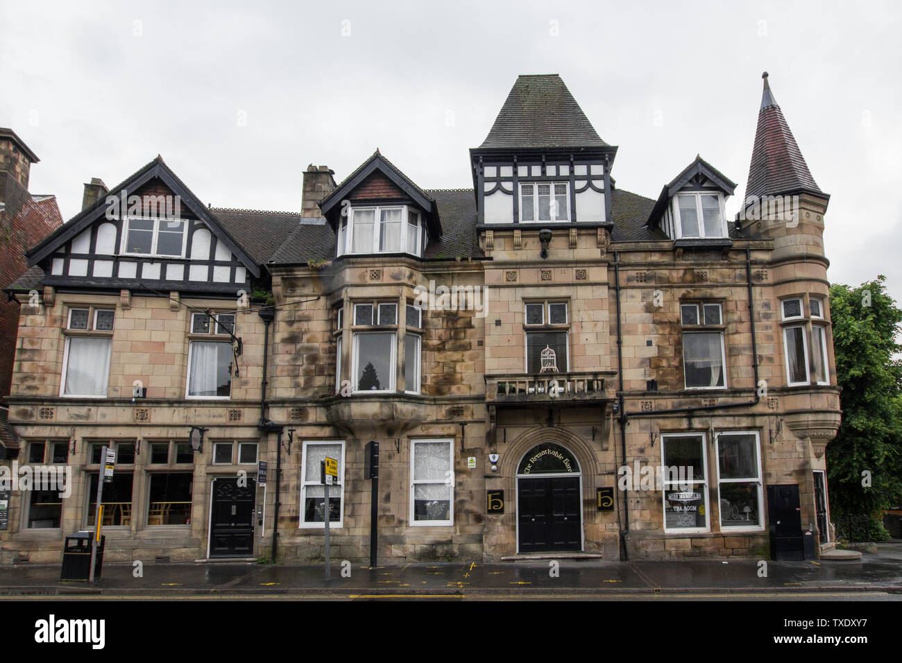 Street view showing impressive building in Matlock, Derbyshire UK Stock