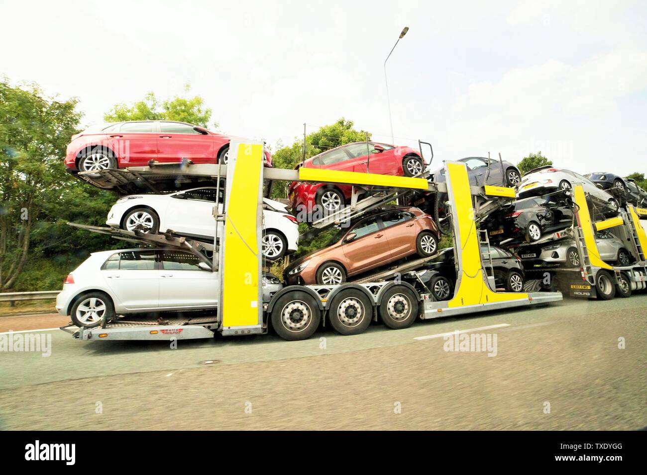 Car transport truck, Scotland, UK, United Kingdom Stock Photo