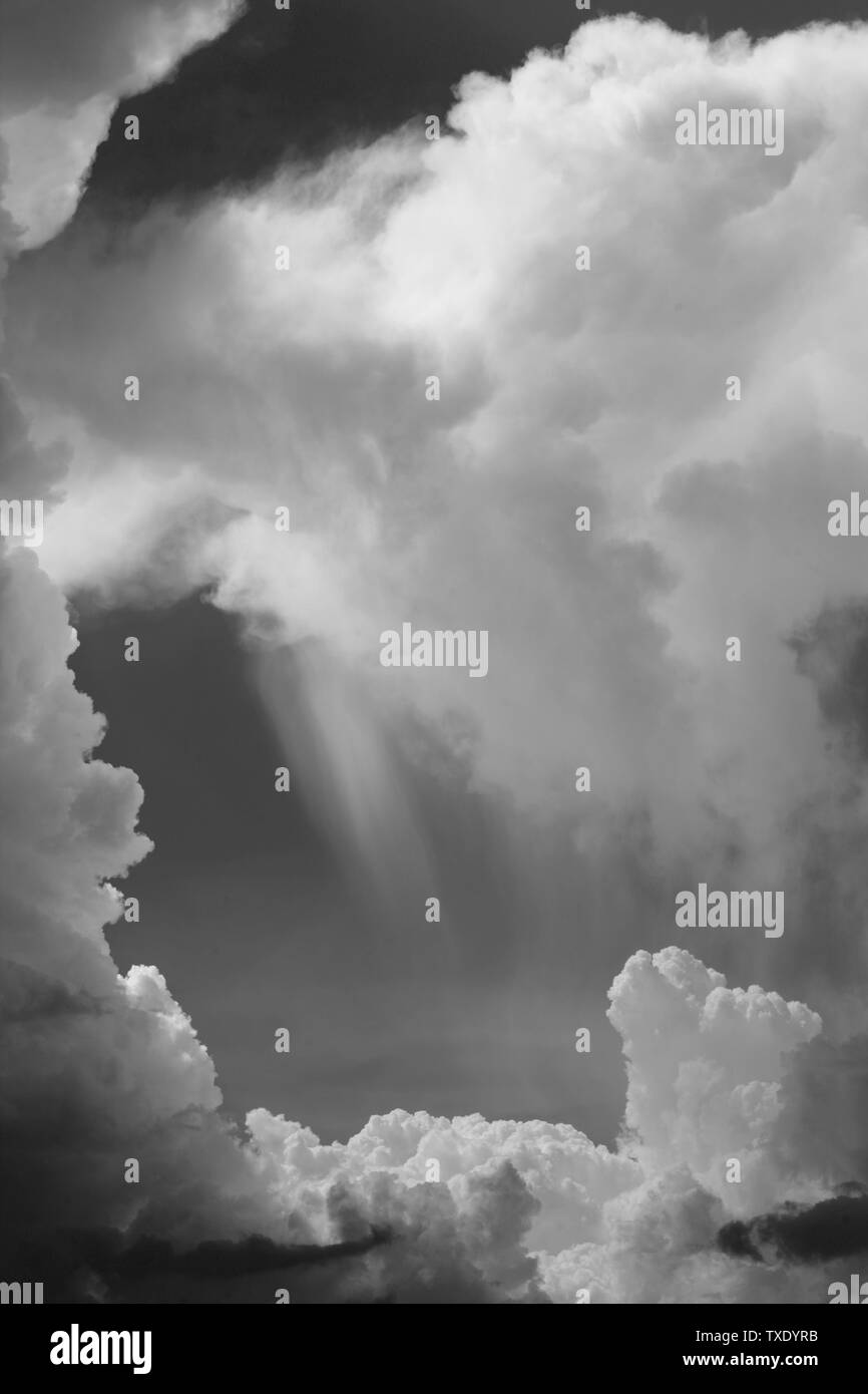 Beautiful fluffy clouds in sky Black and White Stock Photos & Images ...