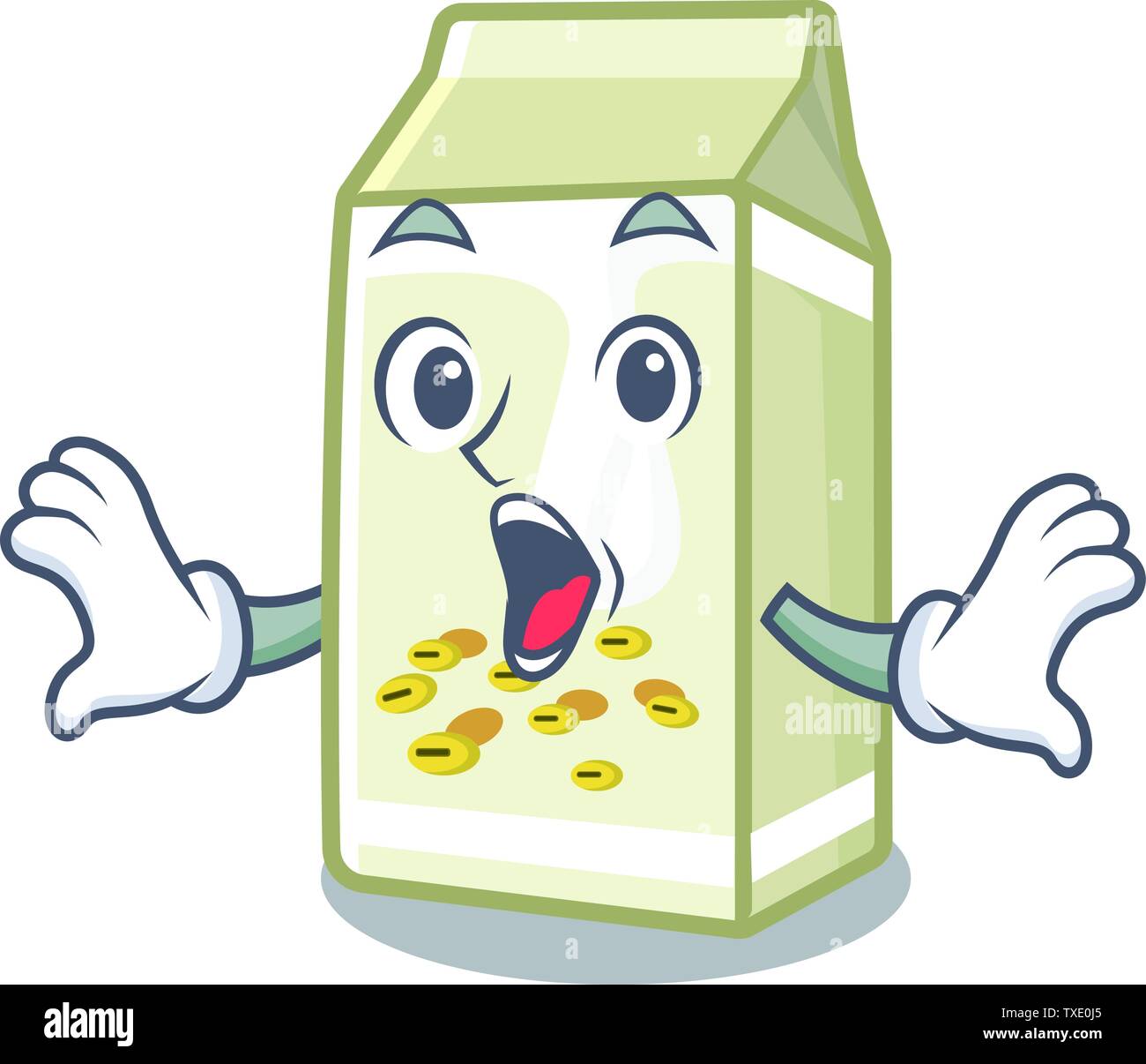 Surprised soy milk in the mascot shape Stock Vector