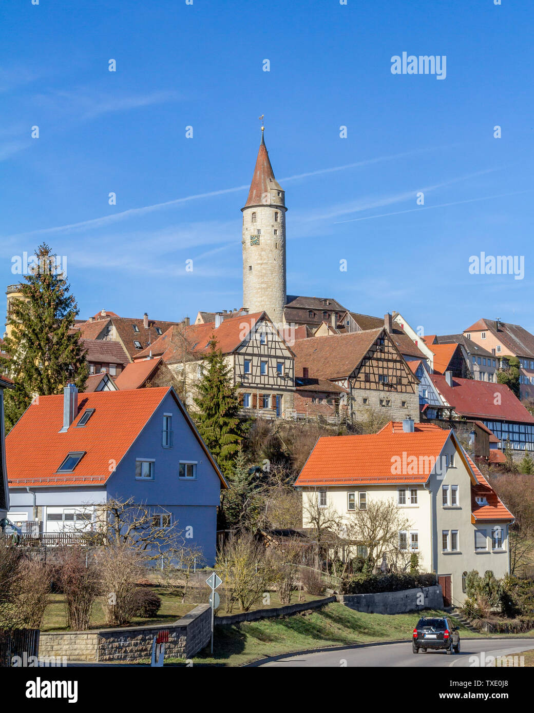 Impression of Kirchberg an der Jagst, a town in Southern Germany Stock Photo