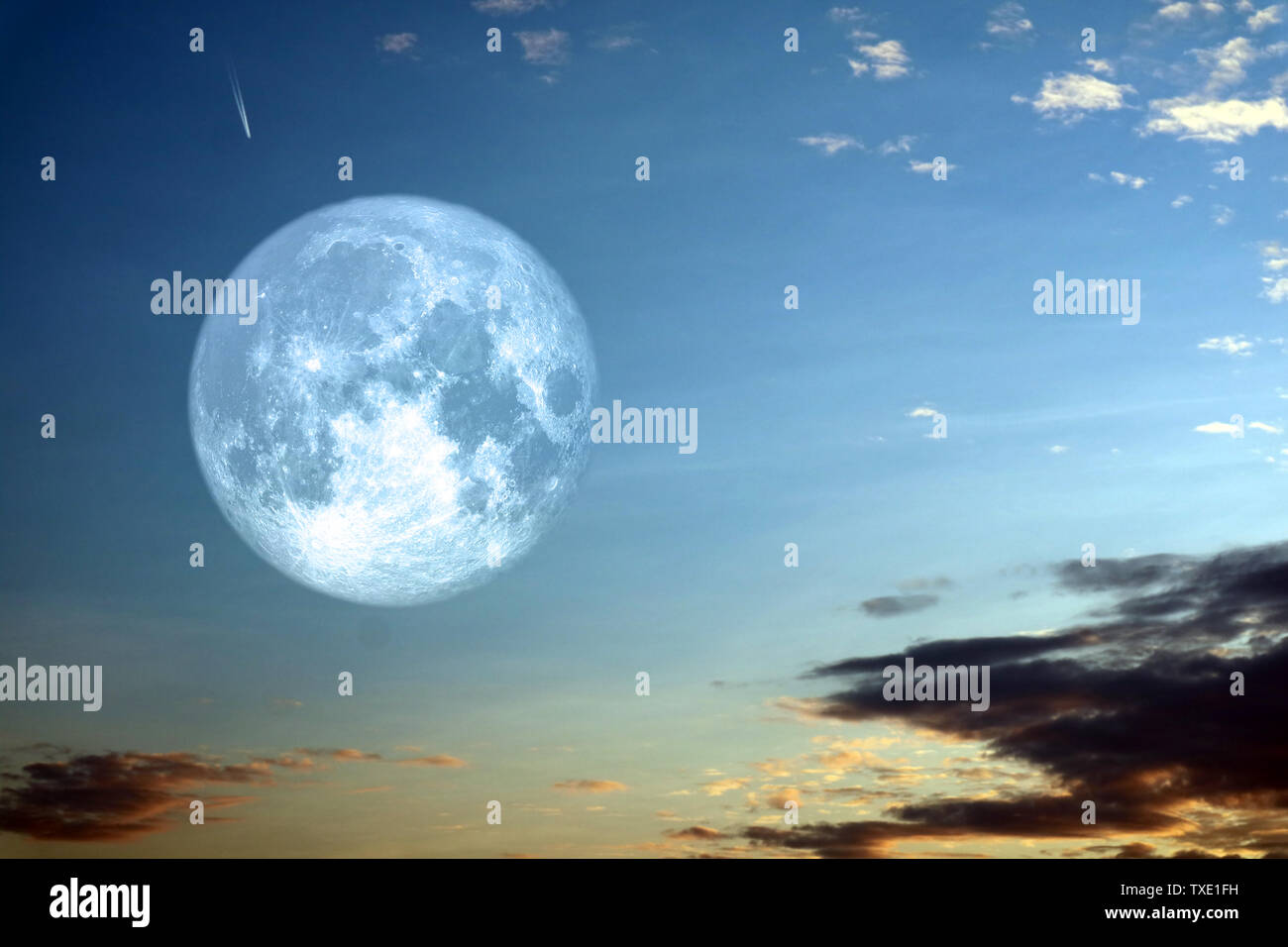 Full hay moon and silhouette white cloud night sky, Elements of this ...