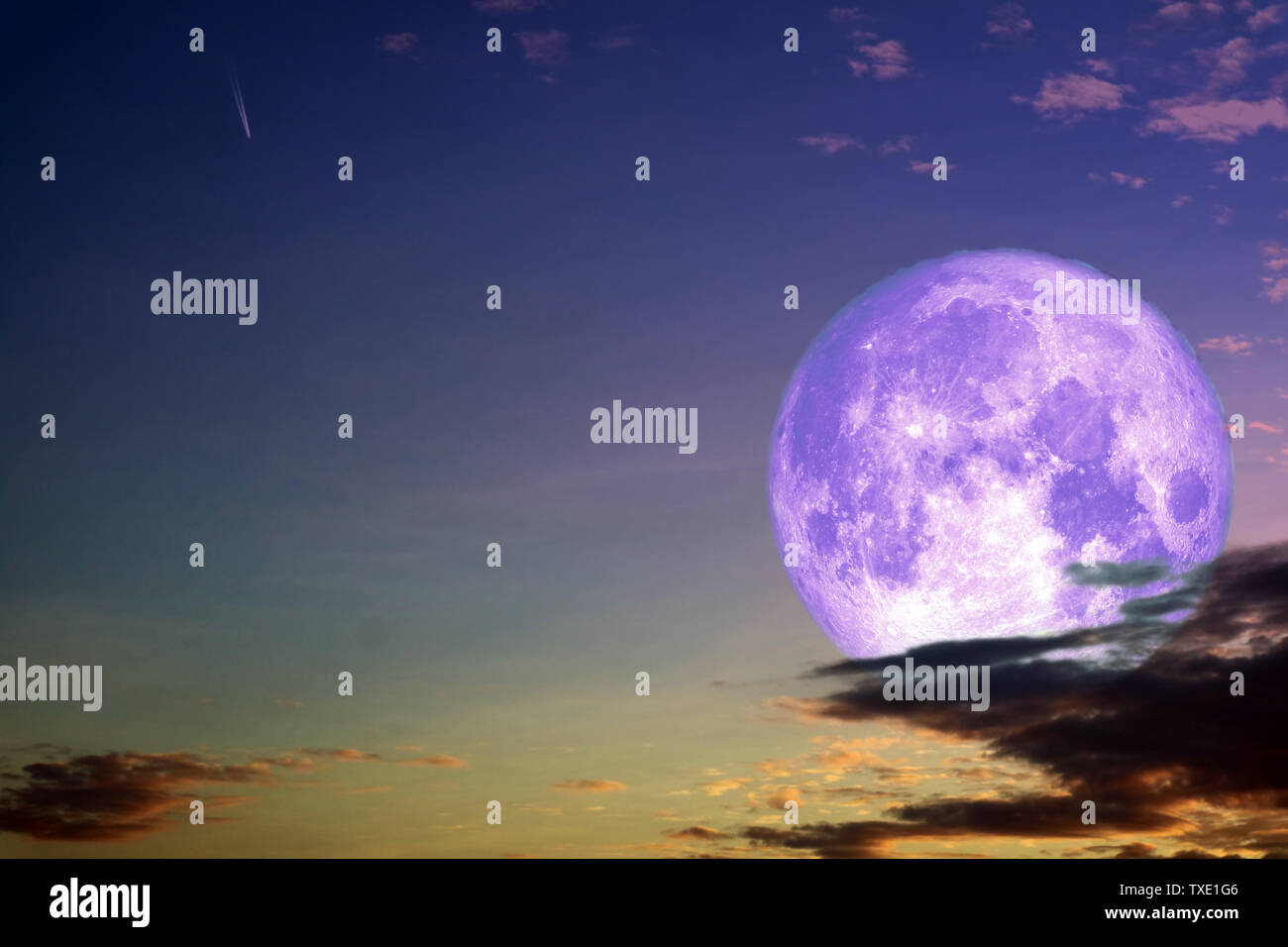 Full hay moon and silhouette white cloud night sky, Elements of this