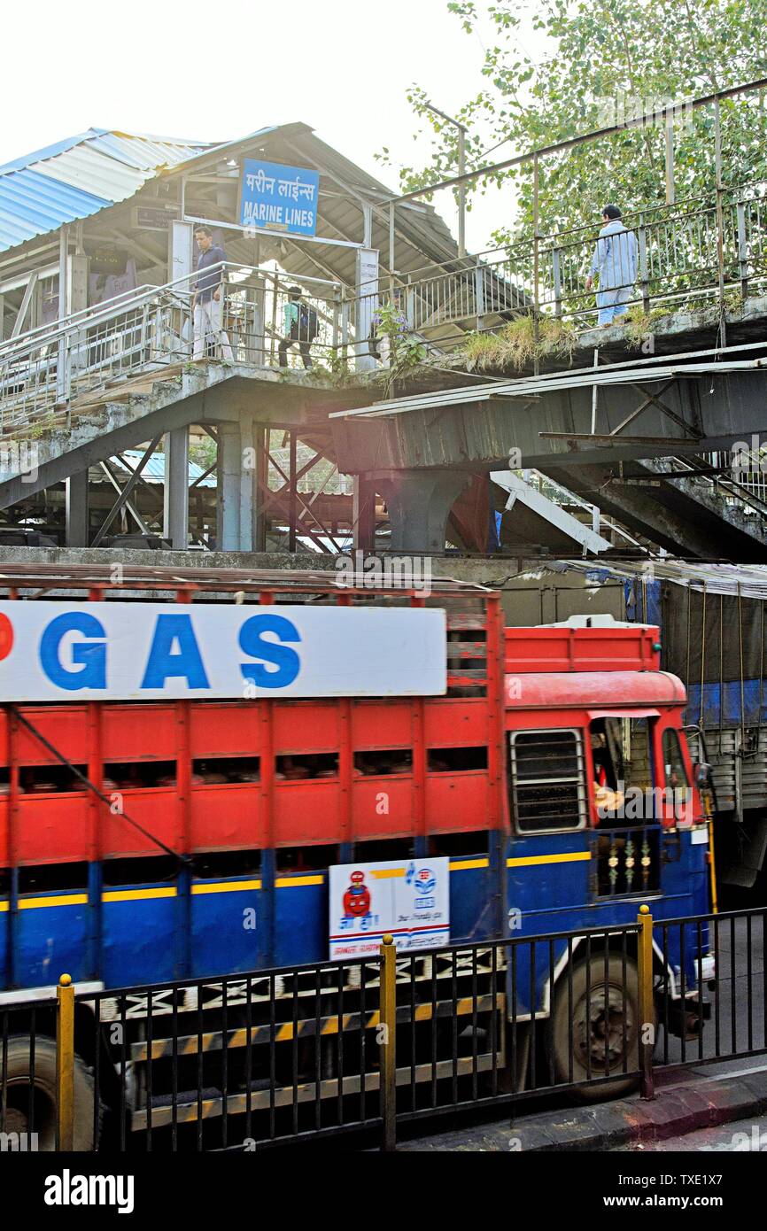 marine lines railway station, Mumbai, Maharashtra, India, Asia Stock