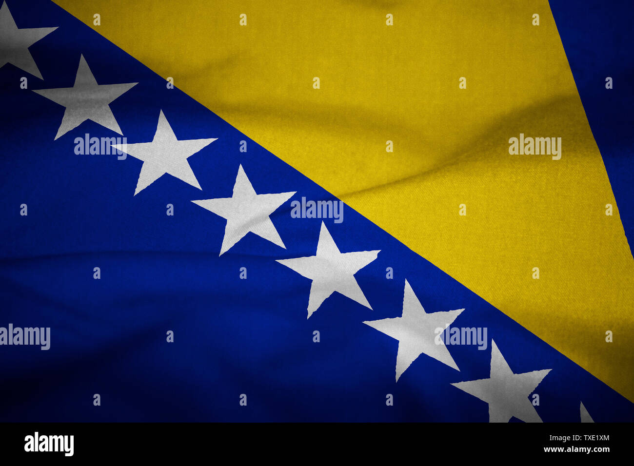 Ruffled Flag of Bosnia and Herzegovina Blowing in Wind Stock Photo - Alamy