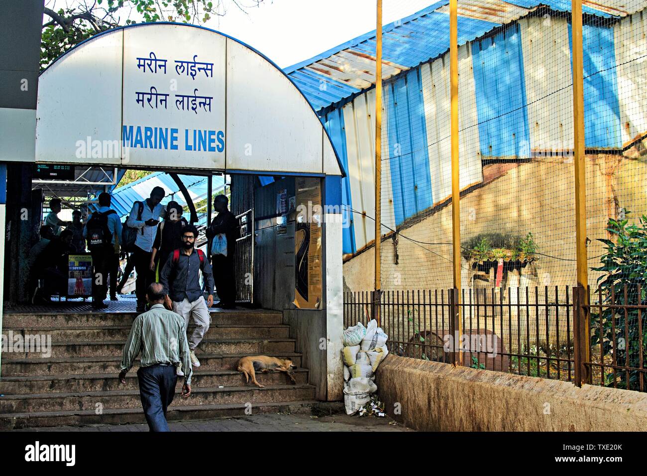 marine lines railway station, Mumbai, Maharashtra, India, Asia Stock