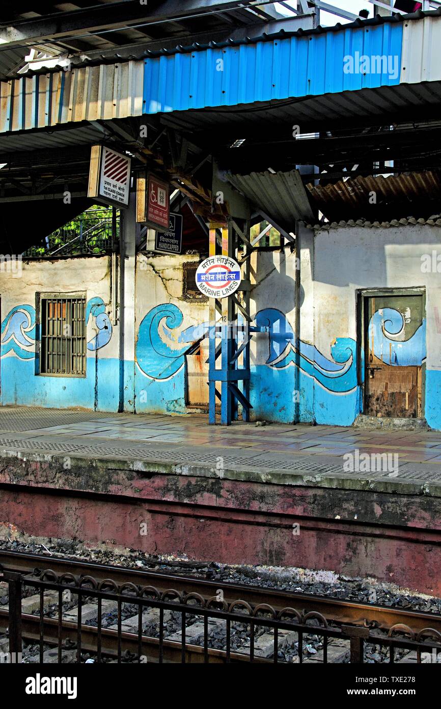 marine lines railway station, Mumbai, Maharashtra, India, Asia Stock