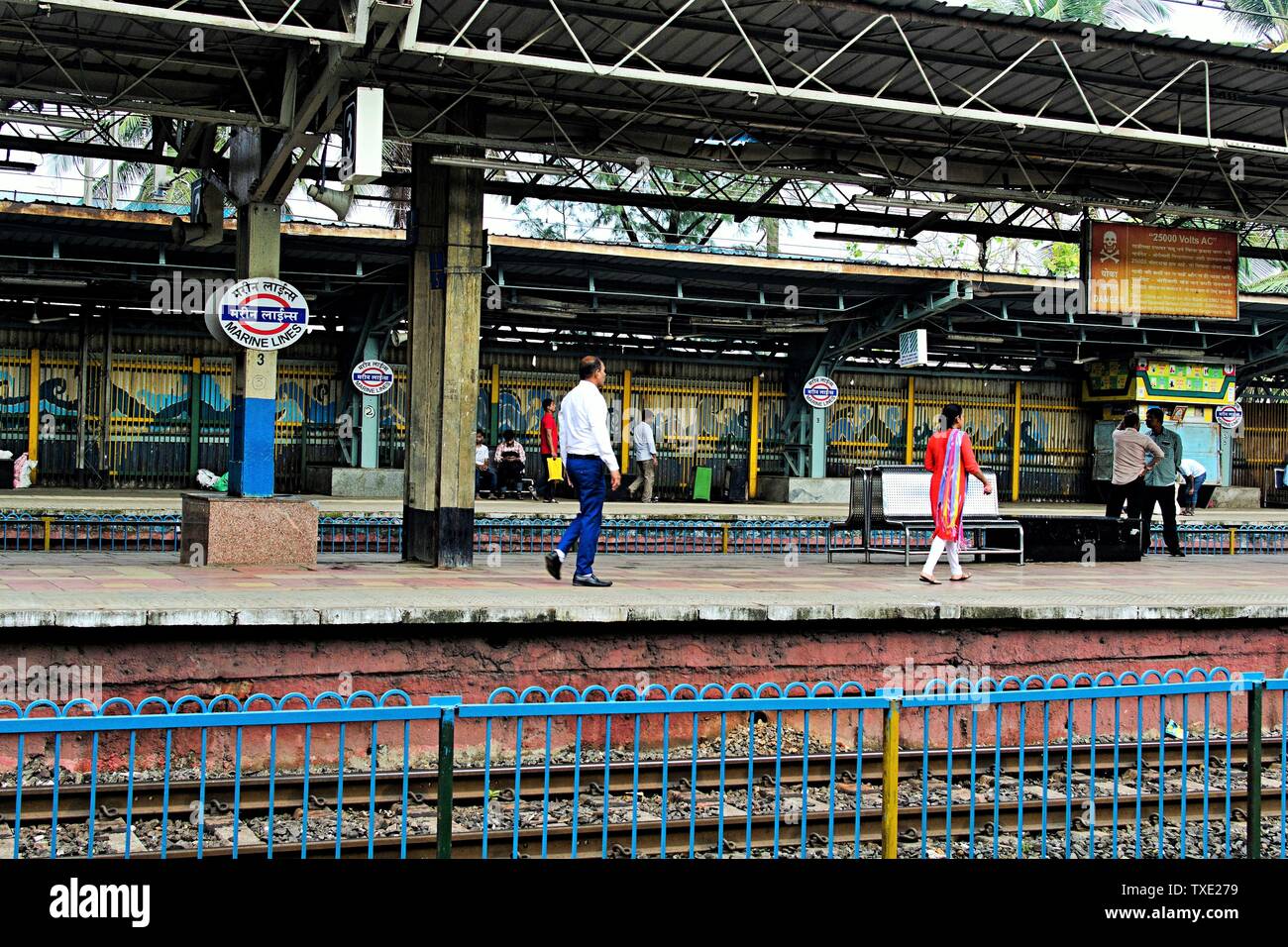 marine lines railway station, Mumbai, Maharashtra, India, Asia Stock