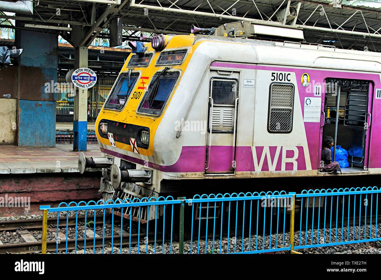 marine lines railway station, Mumbai, Maharashtra, India, Asia Stock
