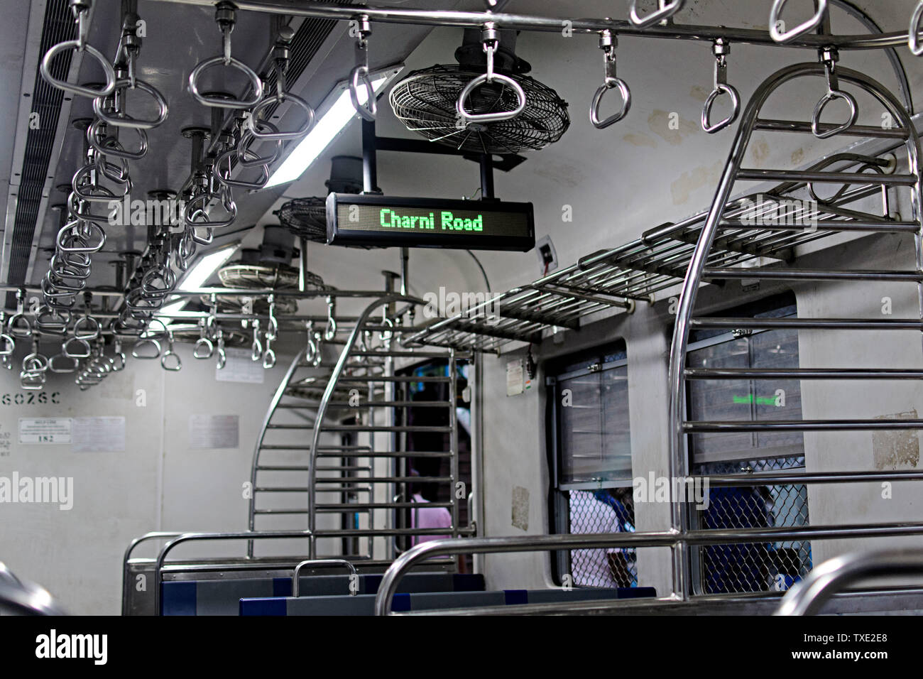 indicator inside local train, Charni Road, Mumbai, Maharashtra, India, Asia Stock Photo