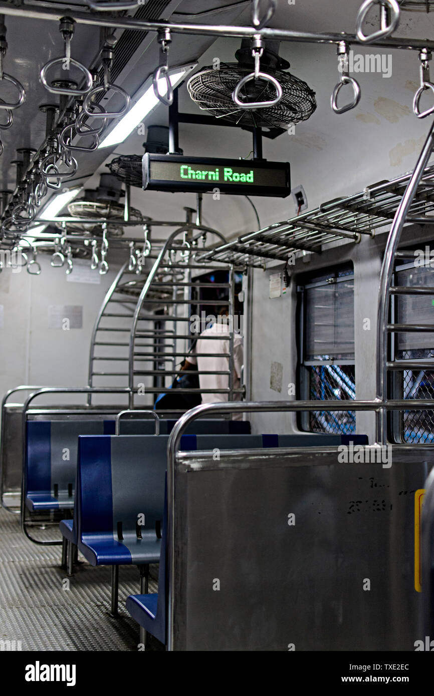 indicator inside local train, Charni Road, Mumbai, Maharashtra, India, Asia Stock Photo