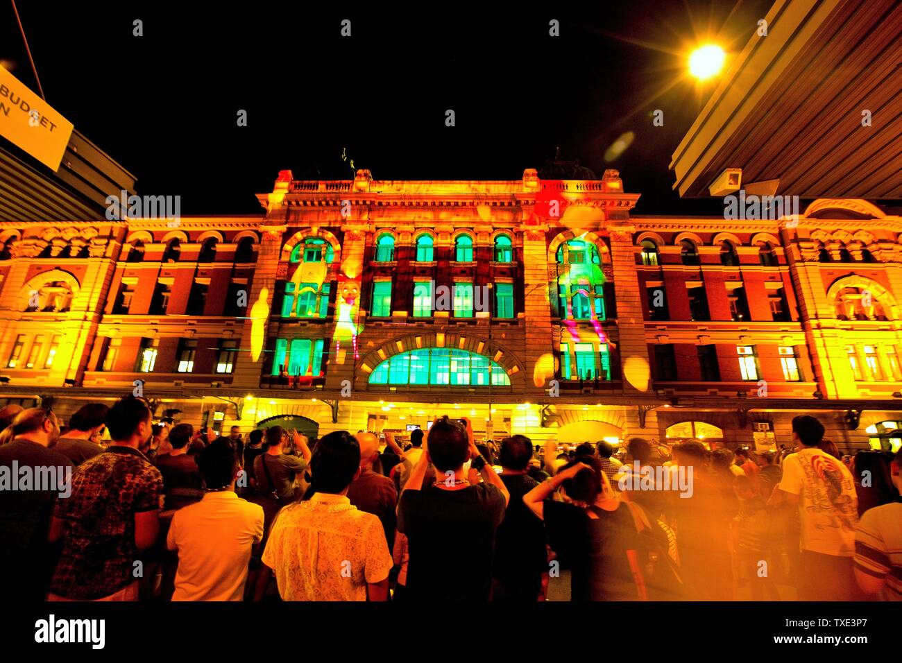 White night festival, Flinders street, Melbourne, Victoria, Australia Stock Photo