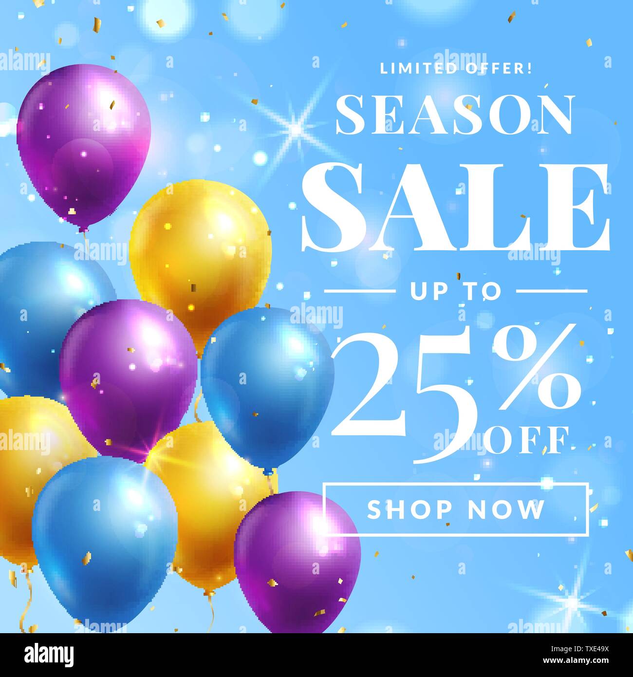 Sale Banner With Colorful Balloons Vector Template For Web