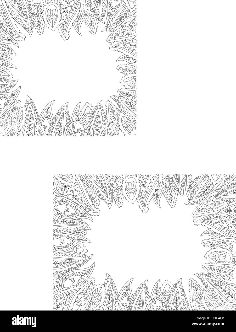 Floral hand drawn paisley frame in zentangle inspired style Stock ...
