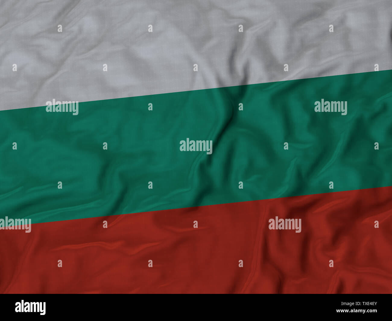 Ruffled Flag of Bulgaria Blowing in Wind Stock Photo