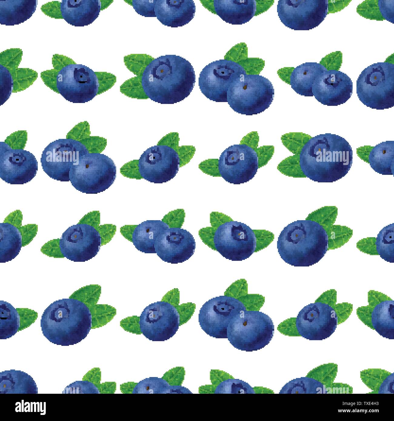 Seamless blueberries Pattern. 3d realistic vector berries Stock Vector