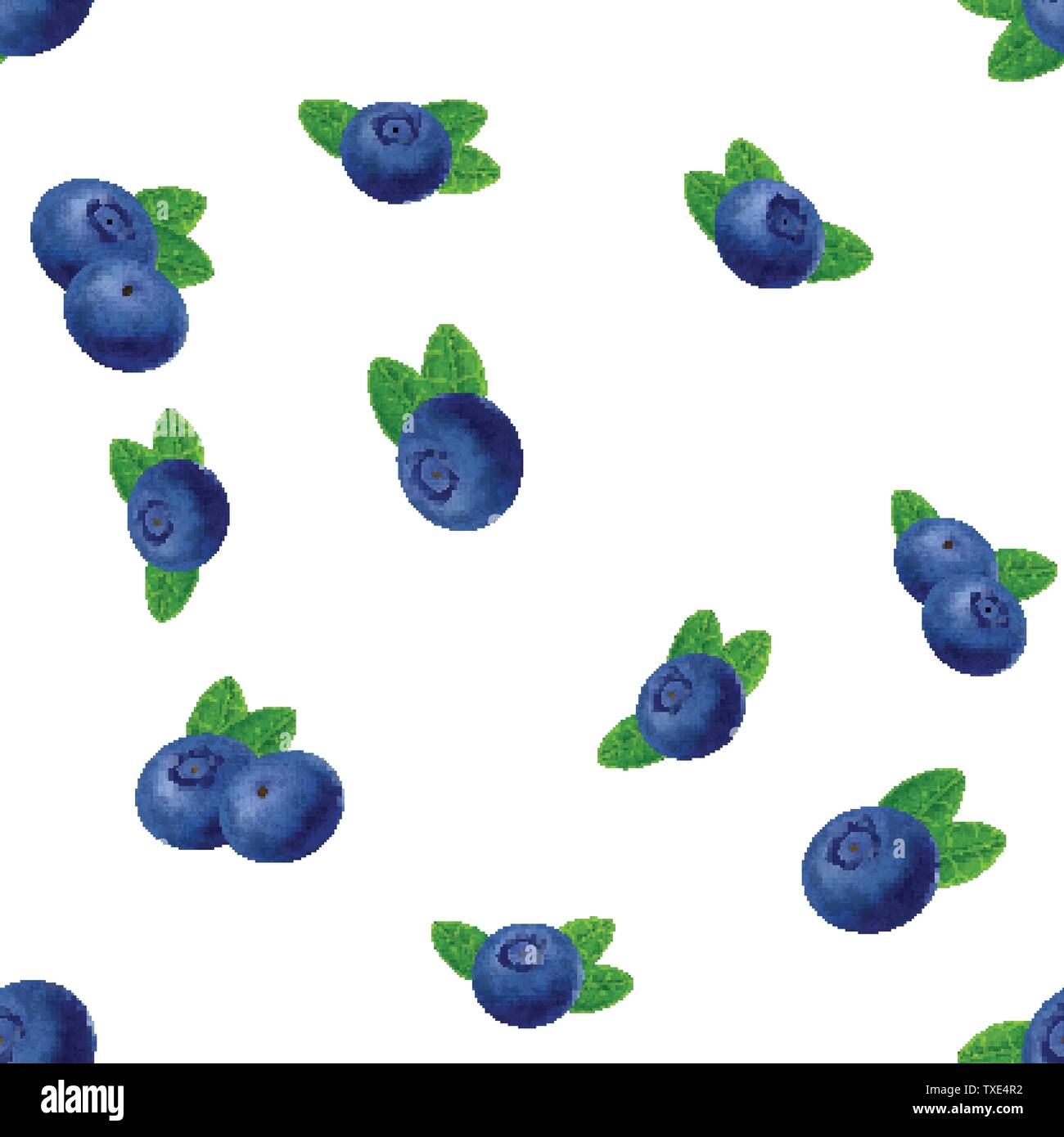 Seamless blueberries Pattern. 3d realistic vector berries Stock Vector