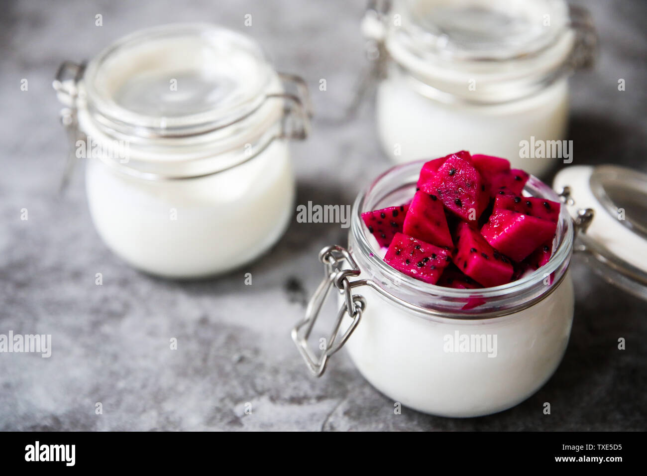 Fruit yogurt, dragon fruit yogurt yogurt milk cuisine Stock Photo Alamy