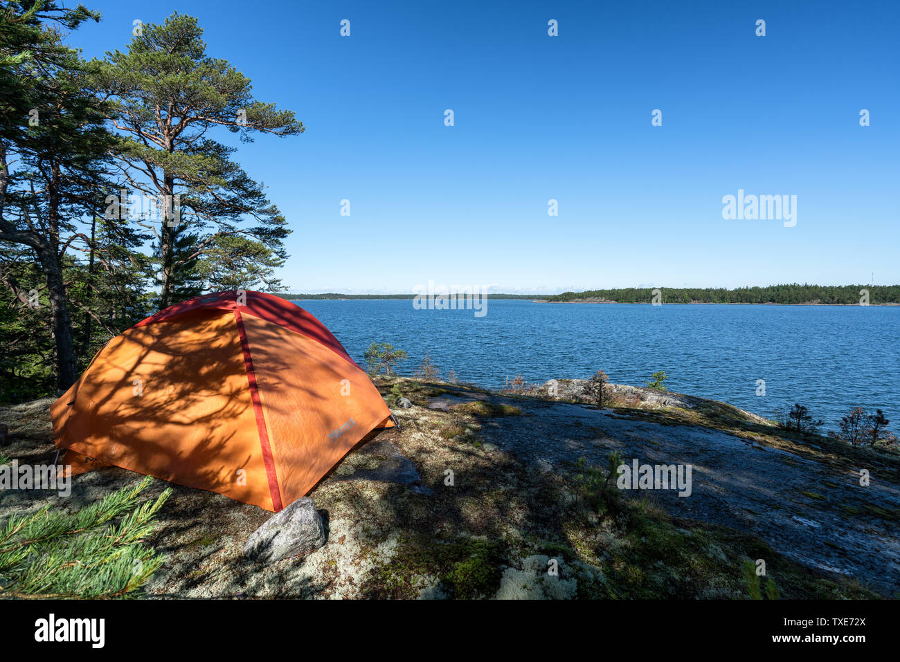Campint at Kirkkonummi archipelago, Finland Stock Photo