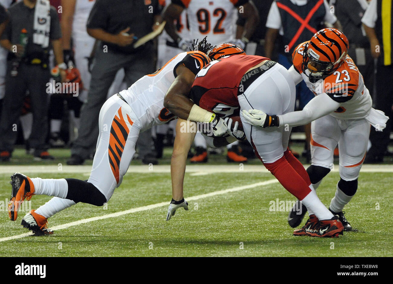 Cincinnati Bengals cornerback Terence Newman (23) walks on the sidelines  during the first half of an