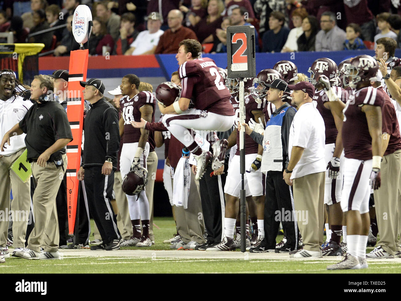 Texas A M Aggies Quarterback Johnny Manziel 2 Jumps From The