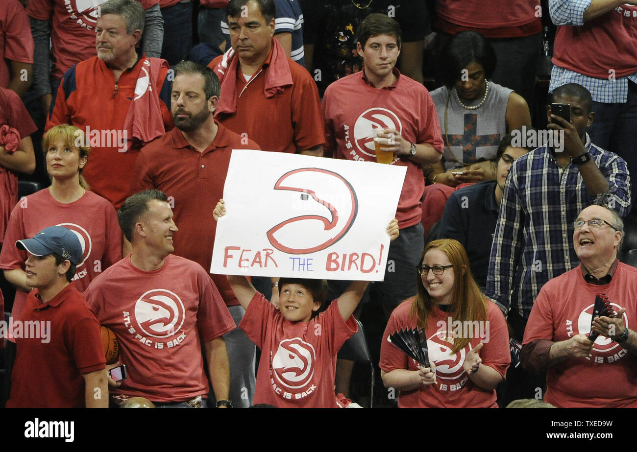 Atlanta Hawks fans wear traditional red and white to support their team  against the Indiana Pacers during the second half of Game 6 in their  Eastern Conference NBA playoff series at Philips