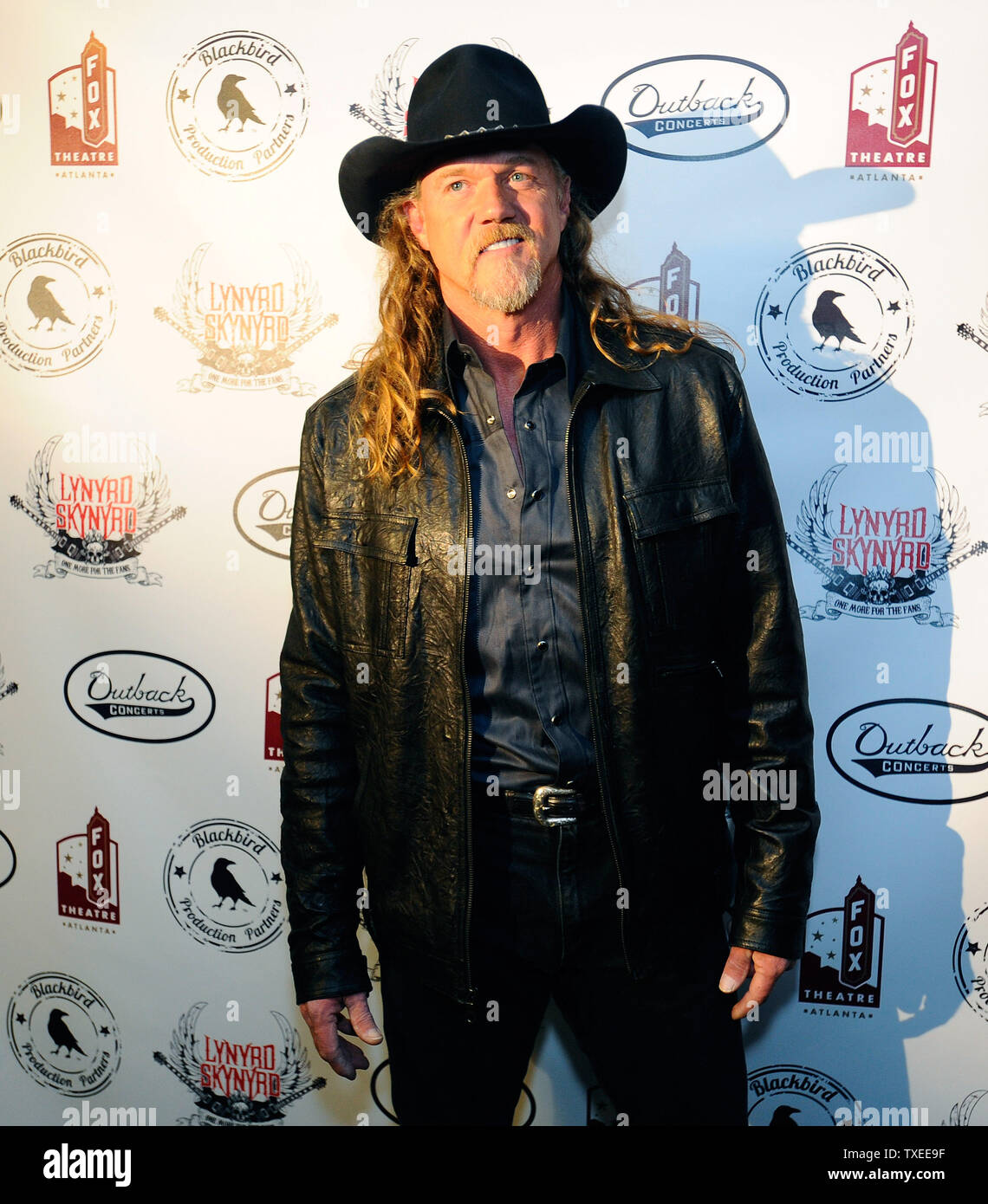 Country music artist Trace Adkins arrives backstage for ÒOne More For The Fans! - Celebrating The Songs & Music of Lynyrd Skynyrd,' a special concert featuring once-in-a-lifetime collaborations by friends and admirers paying tribute to Lynyrd SkynyrdÕs four decades of southern-based rock music at the Fox Theatre in Atlanta on November 12, 2014. UPI/David Tulis Stock Photo