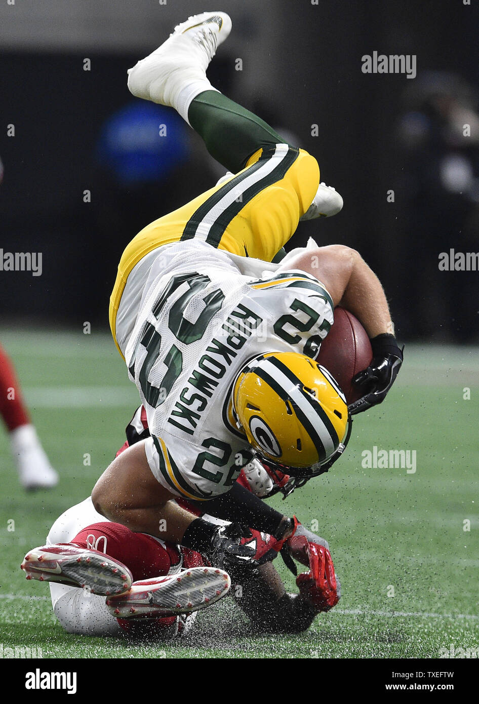 Green Bay Packers Aaron Ripkowski runs during the first half of an NFL football game against the Chicago Bears Thursday Sept. 28 2017 in Green Bay Wis. AP Photo Morry Gash Stock Photo