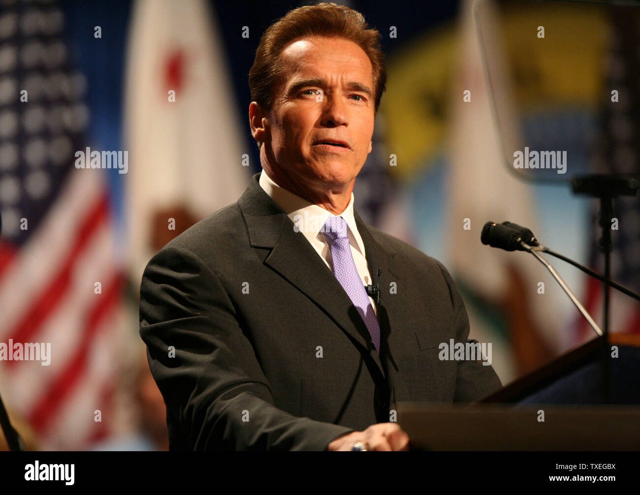 California governor arnold schwarzenegger gives hi-res stock