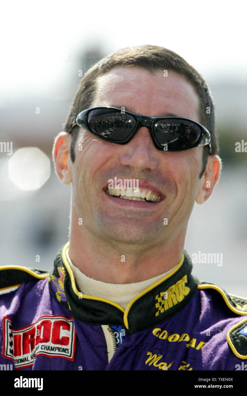 Grand American Road Racing driver Max Papis awaits the start of  the Crown Royal International Race of Champions title at the Atlanta Motor Speedway in Hampton, GA, on, October 29, 2005.  (UPI Photo/Nell Redmond) Stock Photo