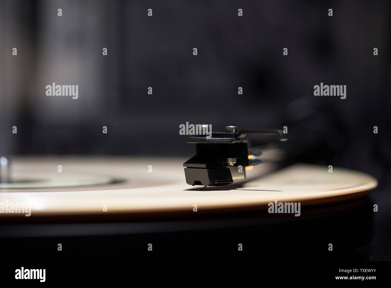 Turntable playing record Stock Photo